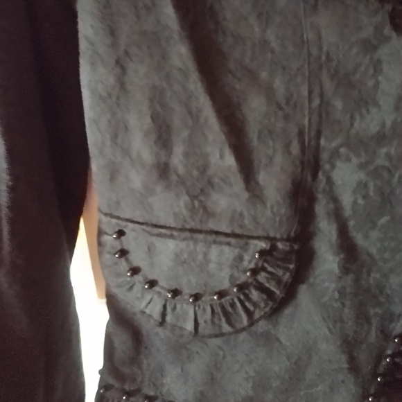 Black beaded lace trimmed blazer Sz M Jensato - Picture 3 of 7